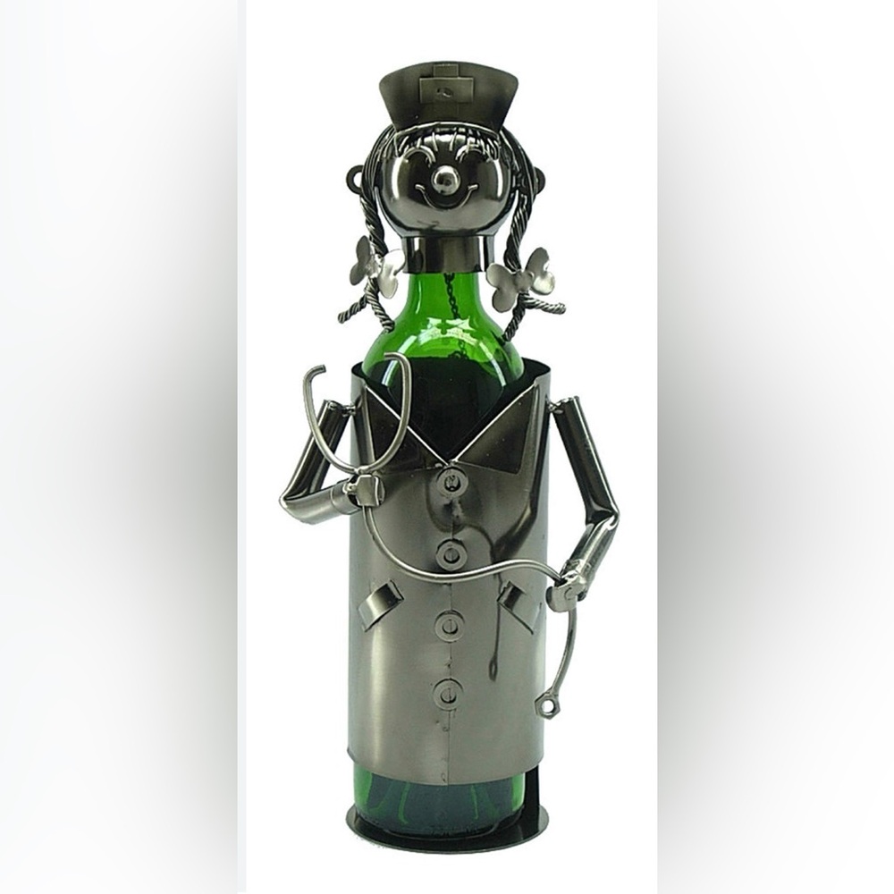 Lady Nurse Metal Wine Bottle Holder